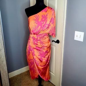 DO+BE Orange and Pink One Shoulder Dress
